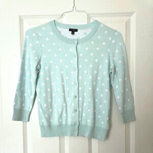 Talbots Sea Foam Polka Dotted 3/4-Sleeve Cardigan